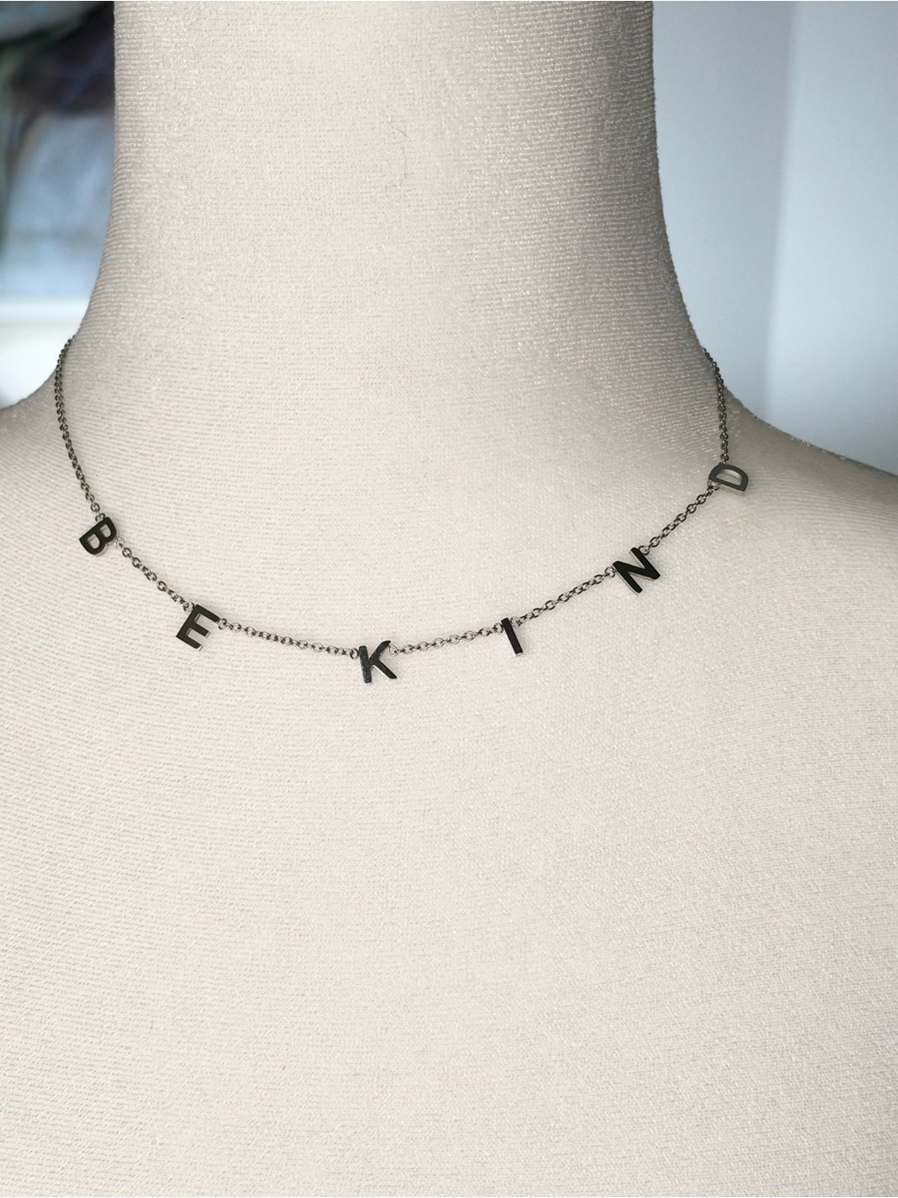 BE KIND Letter Necklace Silver Tone Dangle Charm Inspirational 15-18”